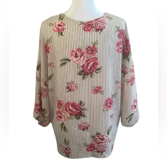 Floral Striped Women's Top - Picture 2 of 4